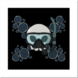 Scuba diving crew Jolly Roger pirate flag (no caption) Posters and Art